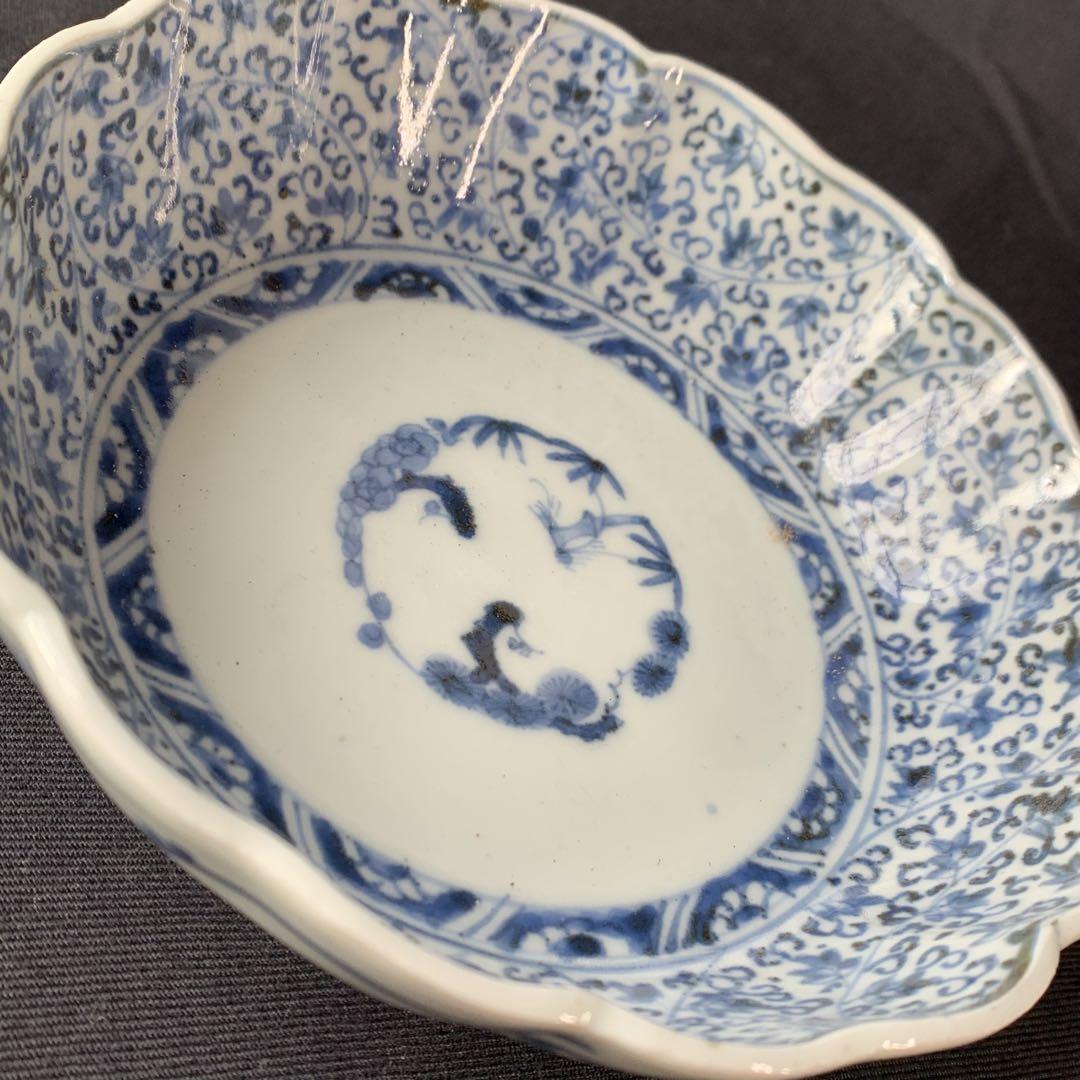 K579⭐︎大振りで完品 古伊万里 花唐草 膾皿 江戸後期 「成化年製」銘