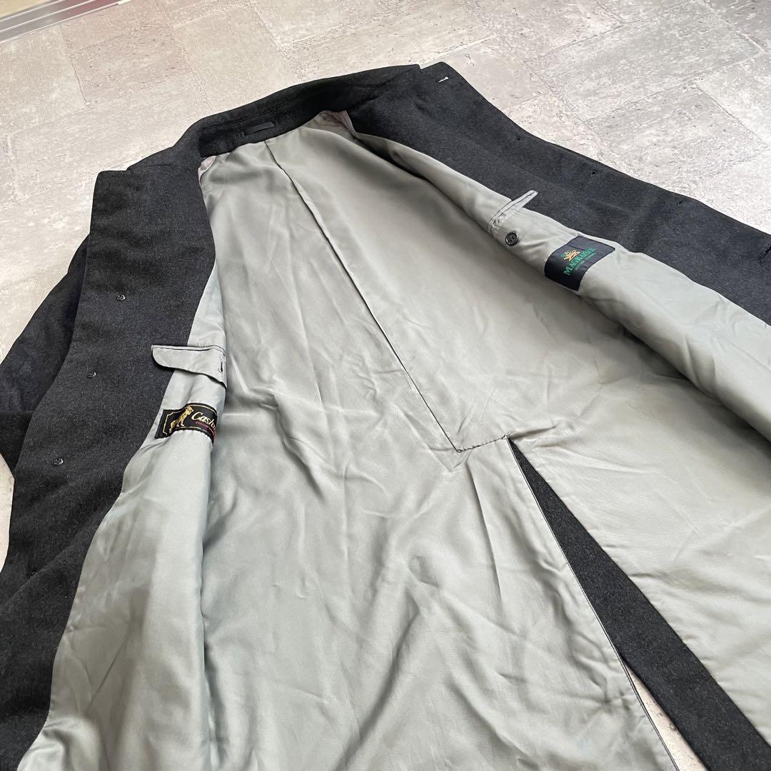 古着 vintage カシミア ステンカラーロングコート チャコールグレー