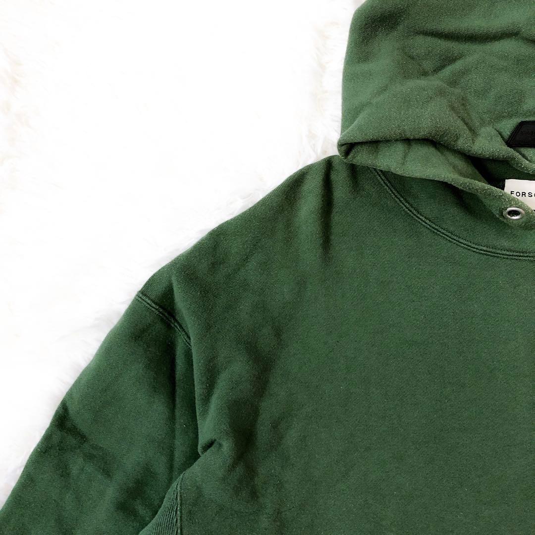 フォーサムワン　プルオーバーパーカー　オーバーサイズ　グリーン　スマイル　綿　L