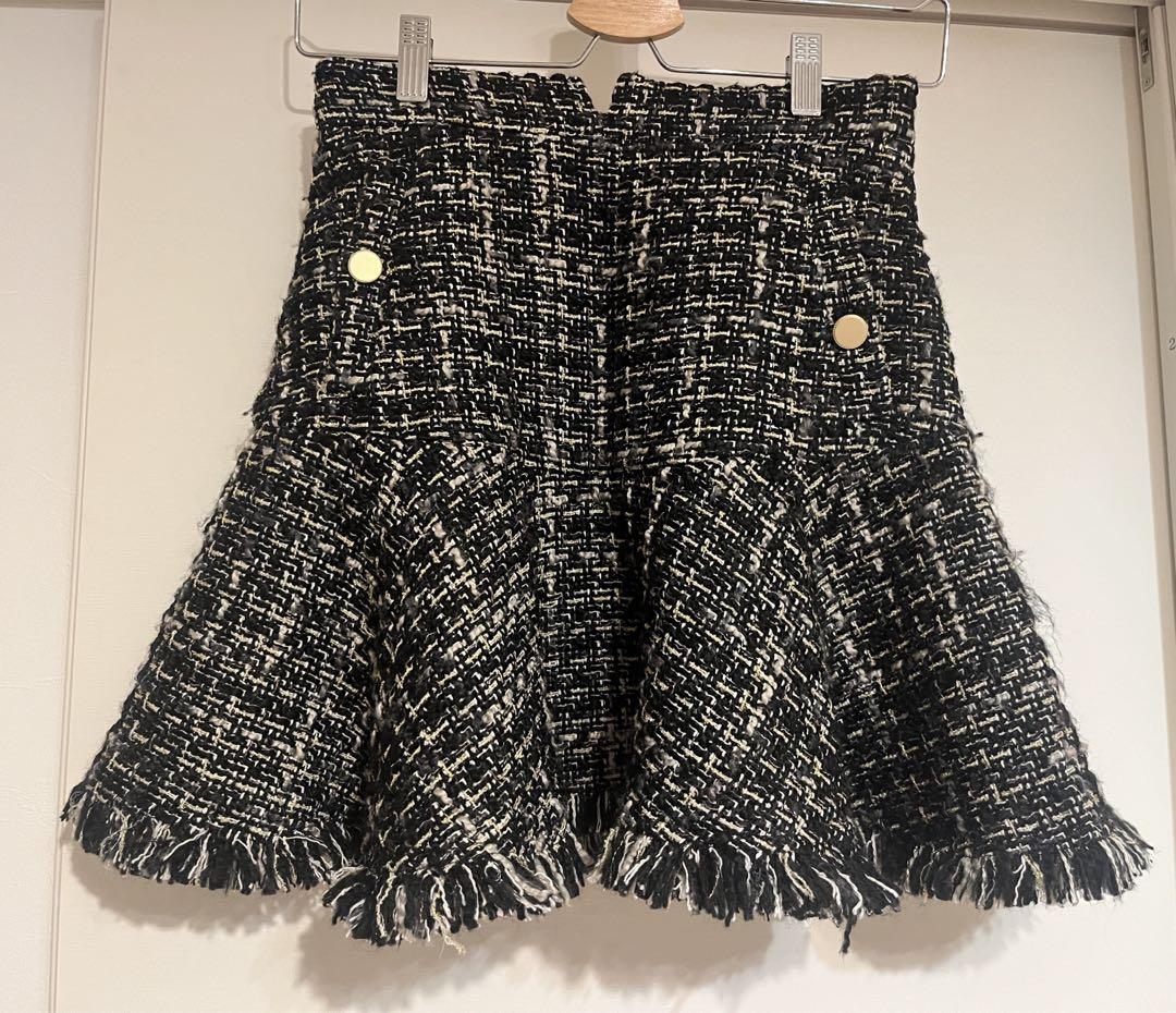 【美品】リリーブラウン フリンジツイードスカート