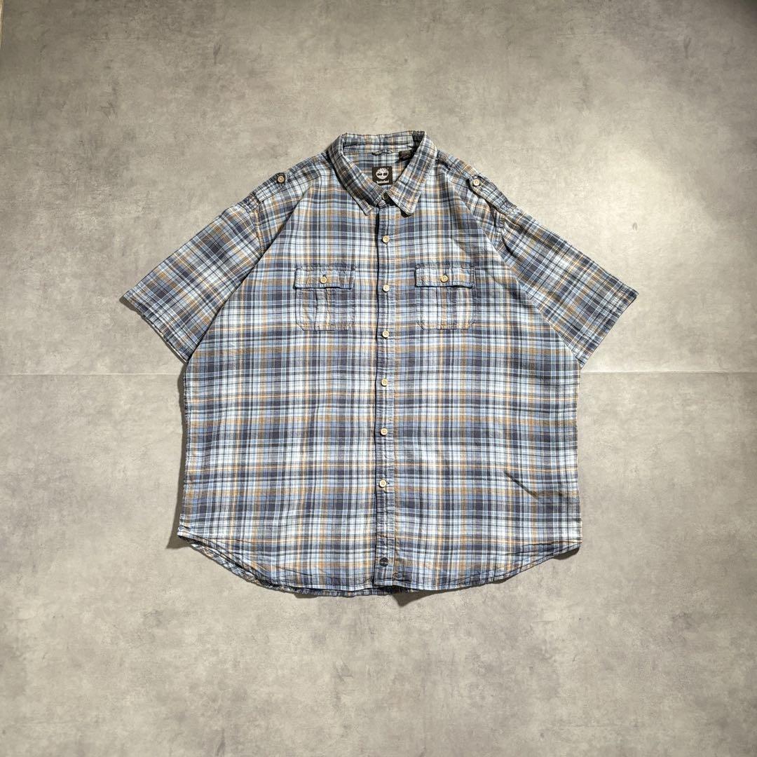 最も信頼できる 半袖 Timberland 90s 古着 チェックシャツ リネン cityboy トップス