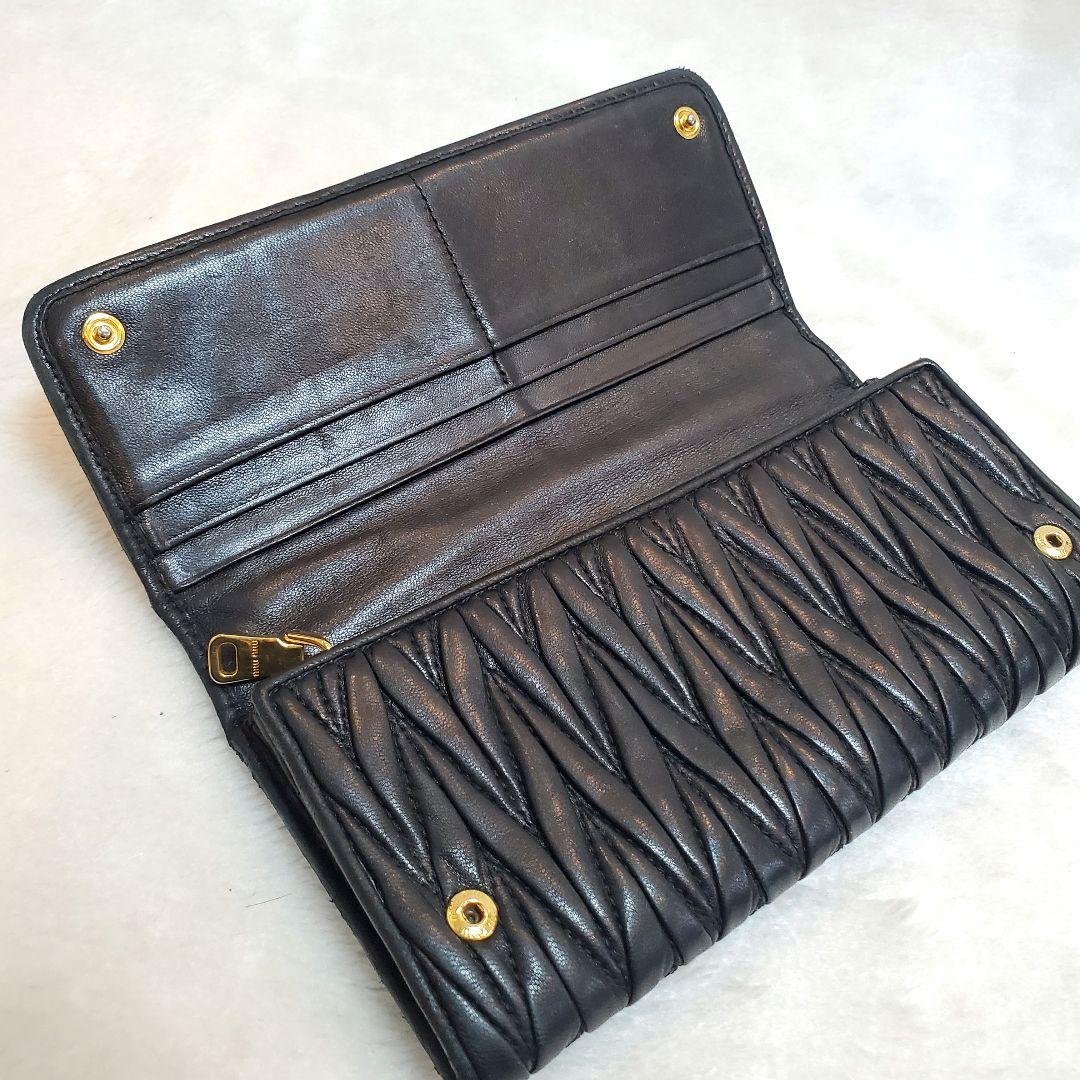 miumiu ミュウミュウ レザー財布 長財布 マテラッセ 黒
