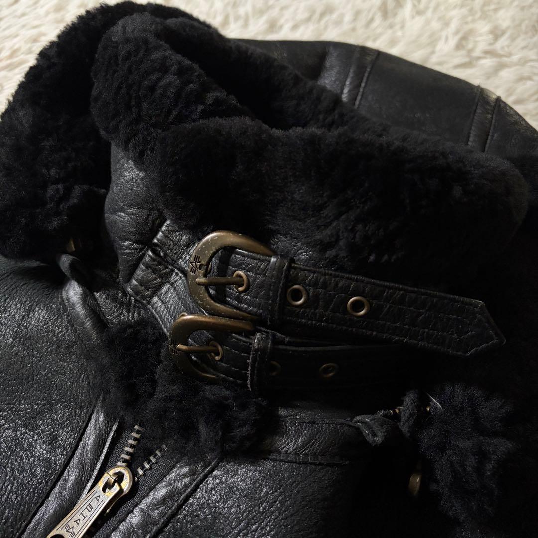 美品/希少モデル■ ALPHA INDUSTRIES B-3 ブラック 羊革 L 美品/希少モデル■ ALPHA INDUSTRIES B-3 ブラック 羊革 L