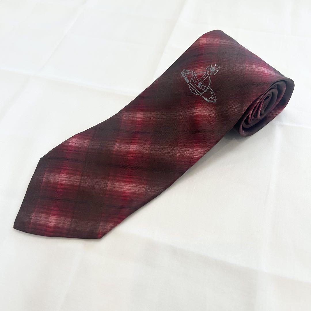 美品】Vivienne Westwood チェック オーブ シルク レッド系