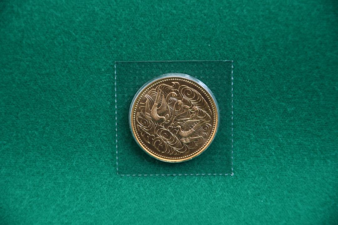 天皇陛下 御在位60年記念 10万円金貨 500円白銅貨