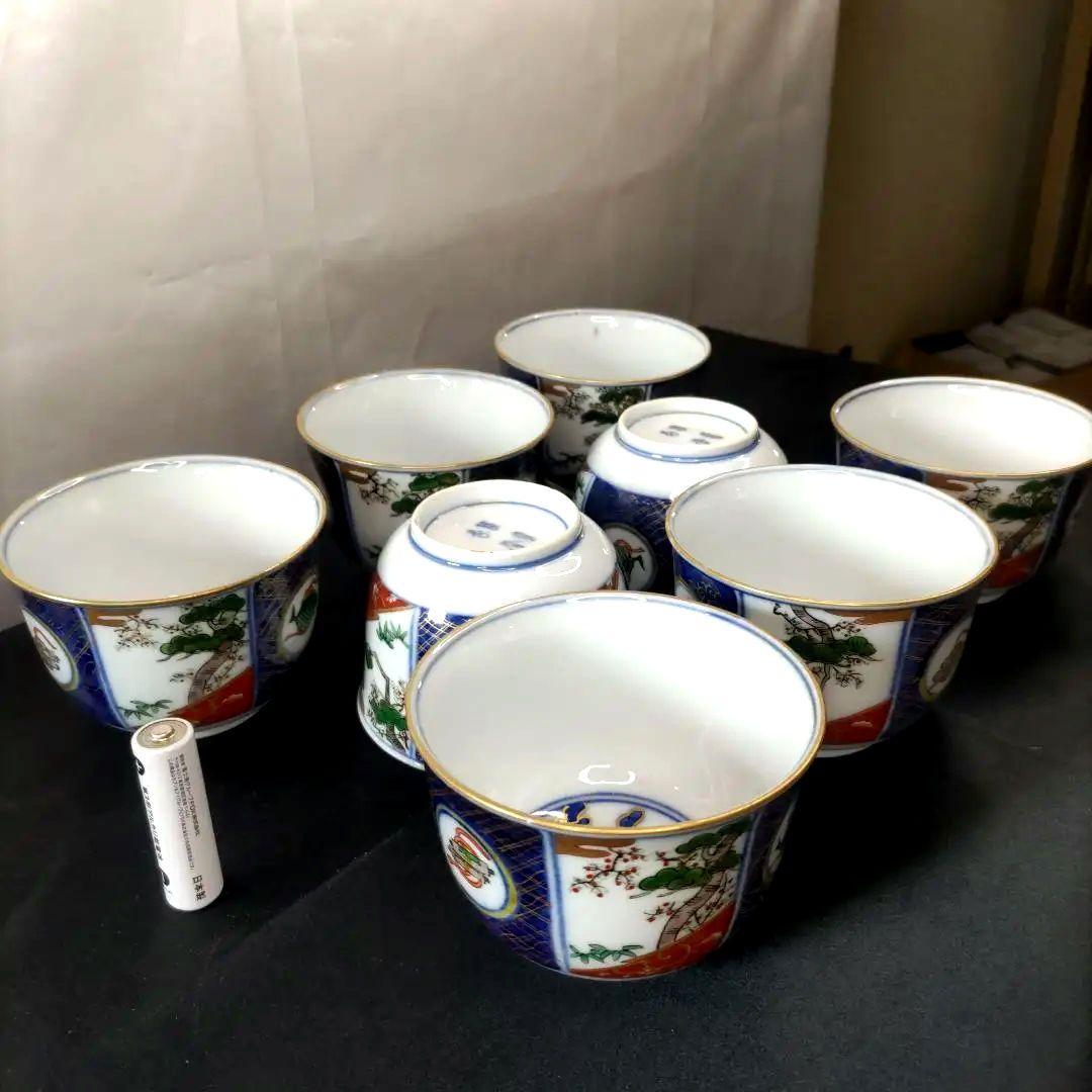 【CM77】古伊万里 青磁 染付 猪口 四客 陶芸 湯呑 酒器 小鉢 向付 懐石 古伊万里 染付 向付 蕎麦猪口 ぐい呑み 湯呑み こぶり 5客セット
