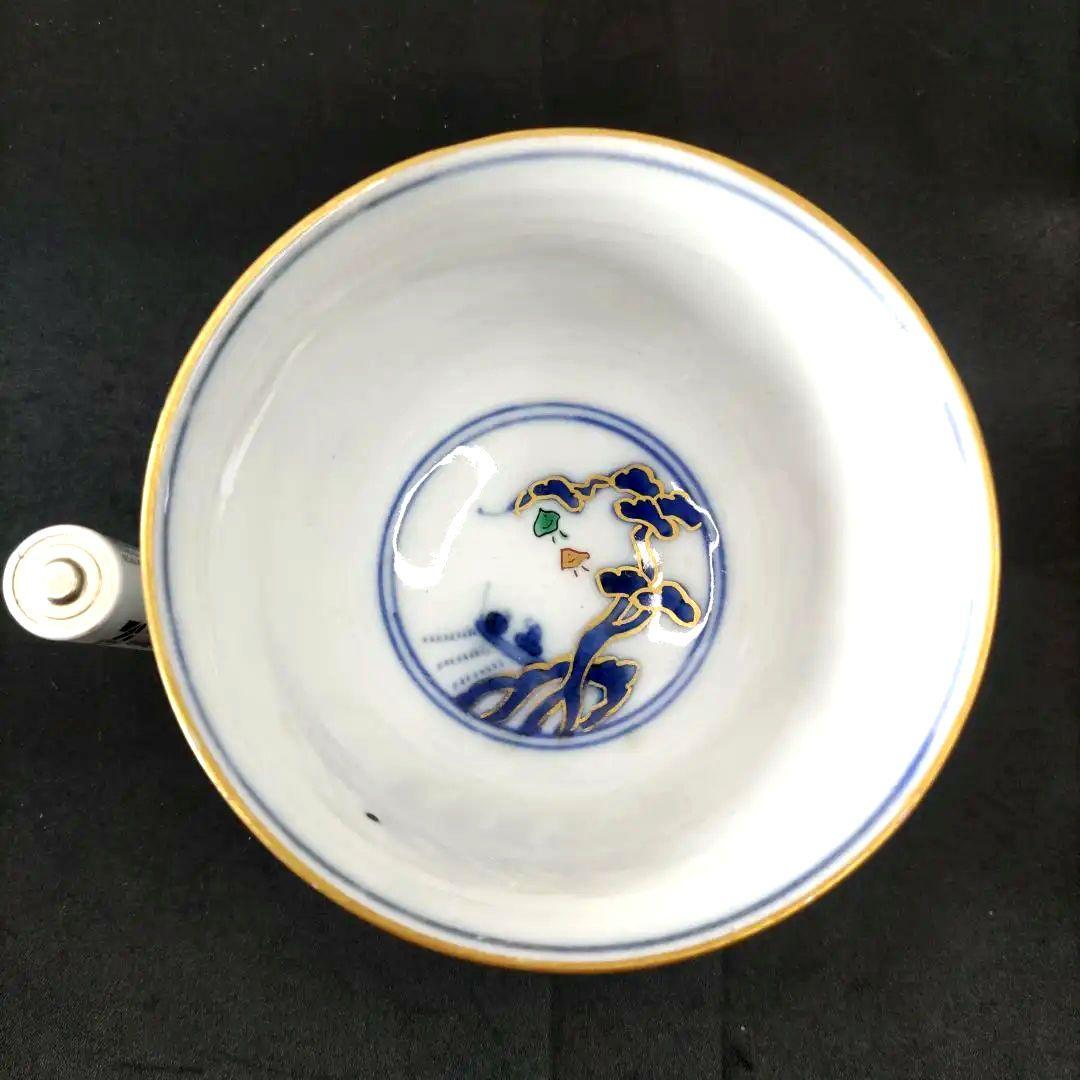 古伊万里焼 印判手色絵湯呑 七客セット 直径約8.5cm 猪口 古美術 有田焼 伊万里焼 古伊万里 金彩 色絵 蕎麦猪口 向付 小鉢 湯呑み