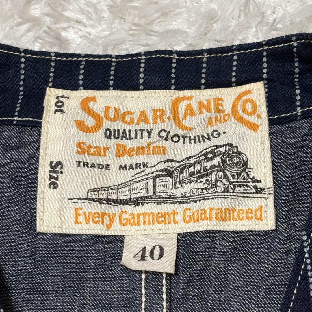 美品　SUGAR CANE ウォバッシュ　ワーク　デニム　ベスト　ストライプ