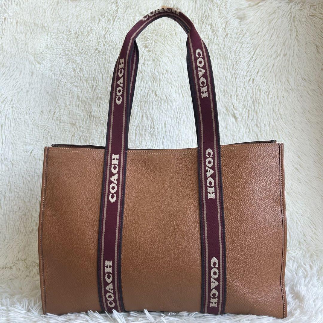 美品✨コーチ トートバッグ ラージスミス A4収納可 大容量 ビジネス ブラウン