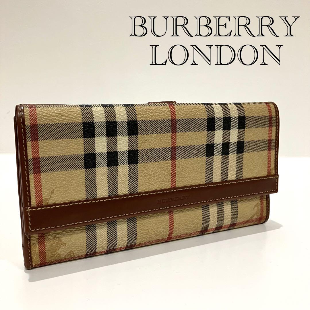 美品/BURBERRY LONDON/長財布/ノバチェック/￼シャドーホース OFF www