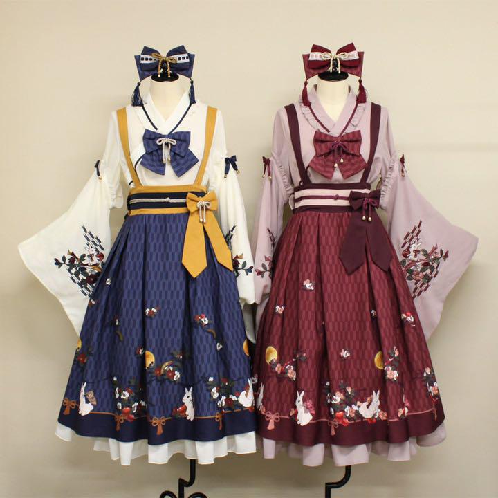 Amavel アマベル 和 和風 和服 ガーリー ロリータ 新品 うさぎ 月 通販販売が好調 Amavel アマベル 和 和風 和服 ガーリー ロリータ 新品 うさぎ 月 ひざ丈スカート
