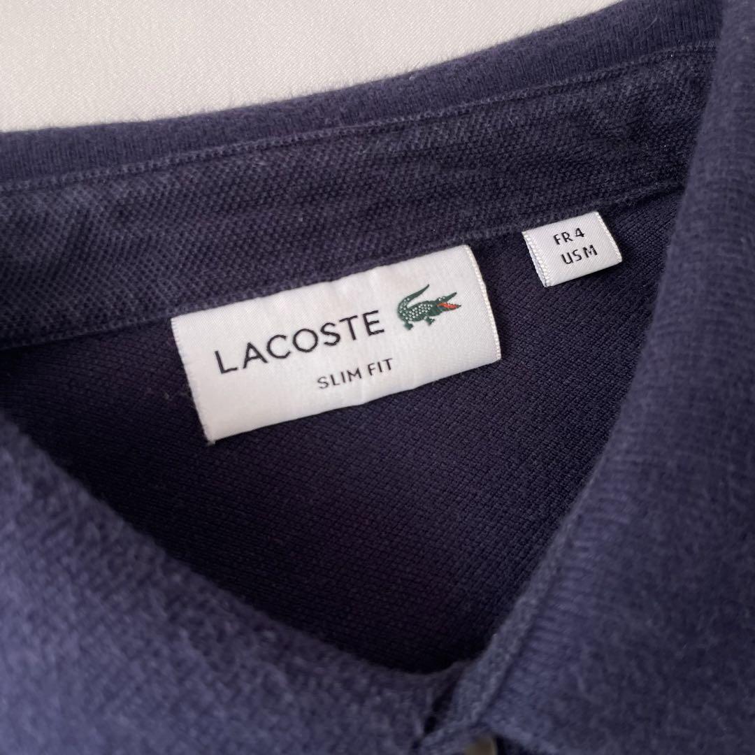 LACOSTE ラコステ ポロシャツ ネイビー ワンポイント 刺繍ロゴ メンズM