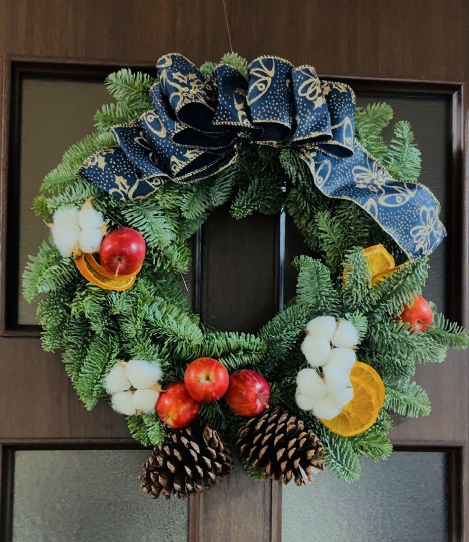 フルーツとコットンのフレッシュクリスマスリース