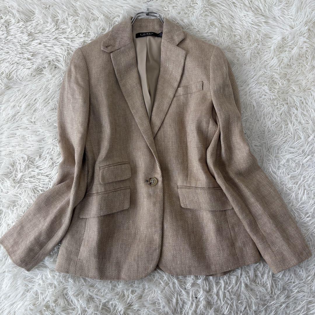 LAURENRALPHLAUREN✨麻100%ヘリンボーン　テーラードジャケット