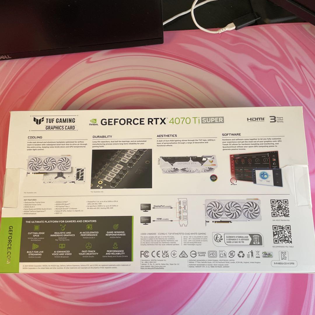 グラフィックボード・グラボ・ビデオカード ASUS TUF RTX4070tisuper White