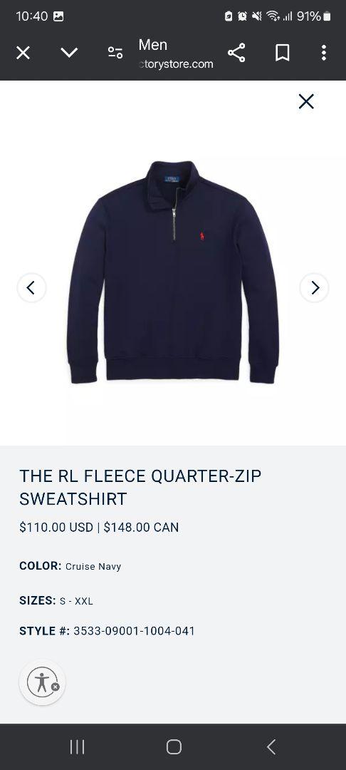 Polo Ralph Lauren ハーフジップセーター S ダークグレー