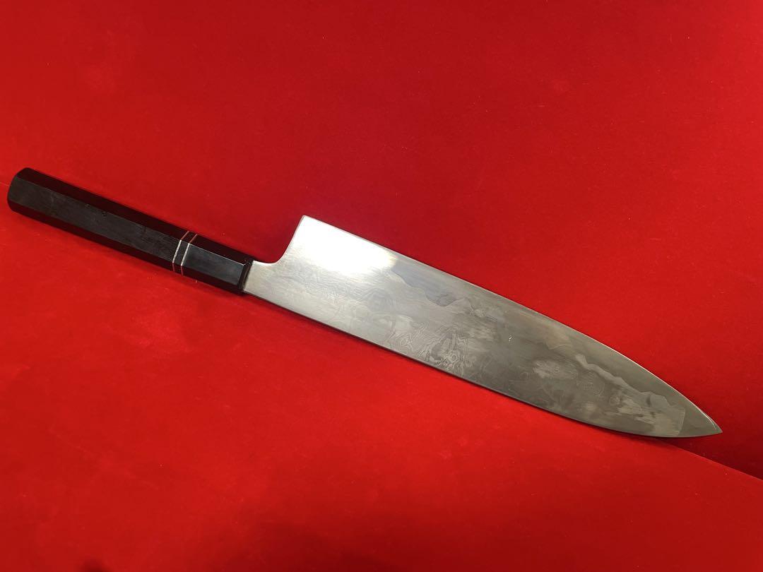 No01408 包丁　和牛刀　重啓作　雲流し　折り返し鍛錬　箱付　未使用品