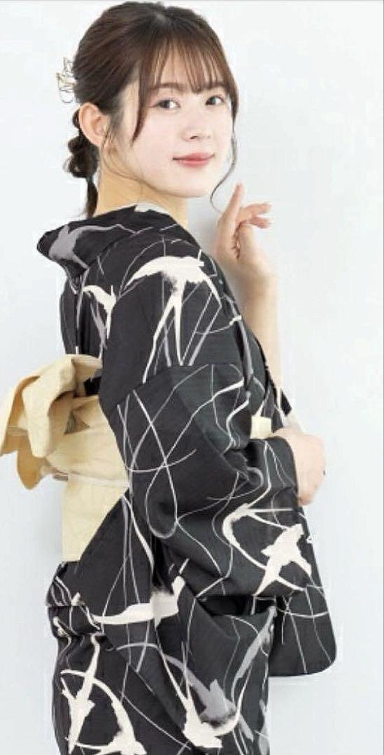今だけ特別SALE 高級ノーアイロン吸水速乾素材浴衣ツバメ柄浴衣✖︎麻の葉柄半幅帯