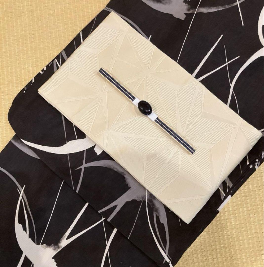 今だけ特別SALE 高級ノーアイロン吸水速乾素材浴衣ツバメ柄浴衣✖︎麻の葉柄半幅帯
