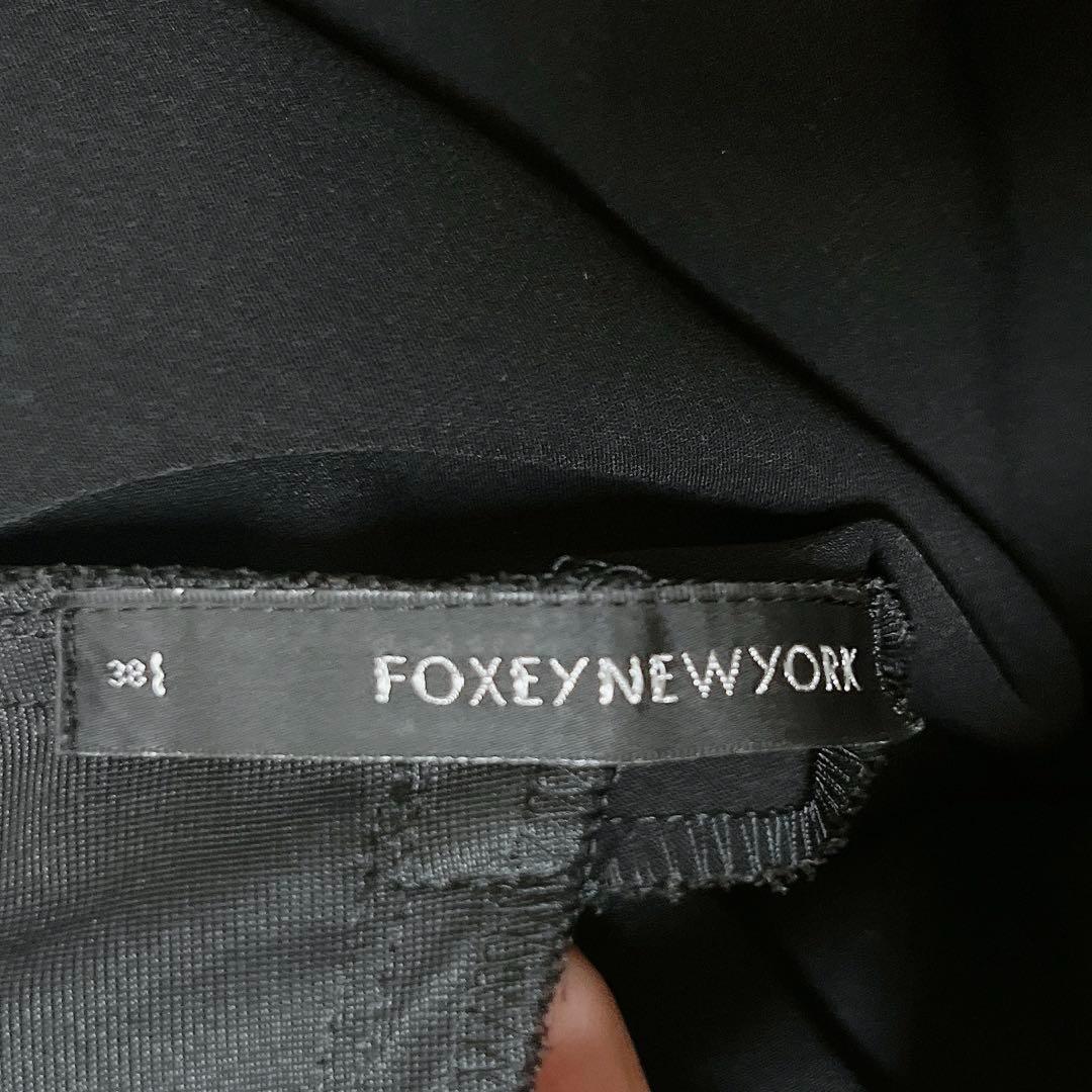 美品◆FOXEY シフォントリムワンピース　38 ブラック