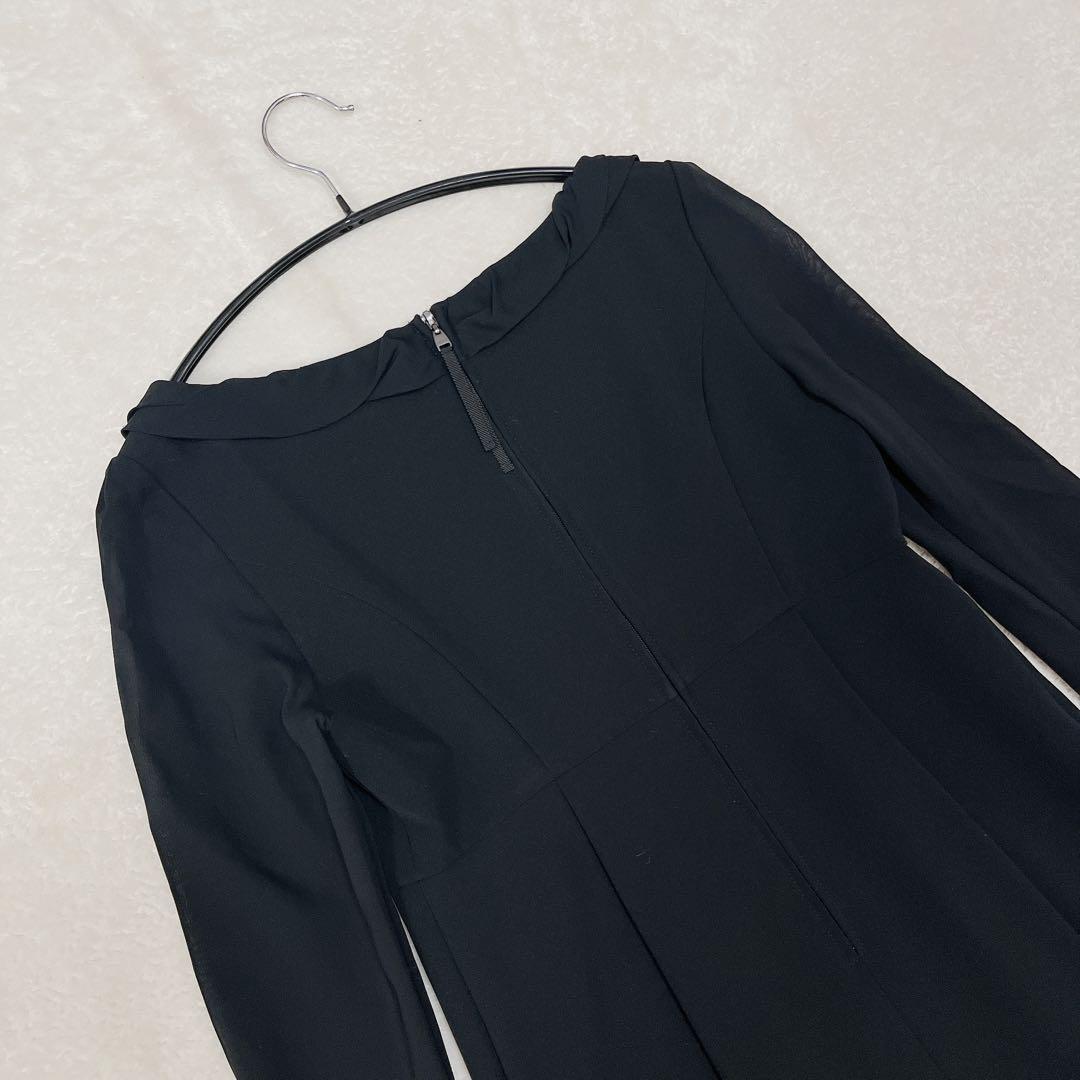 美品◆FOXEY シフォントリムワンピース　38 ブラック