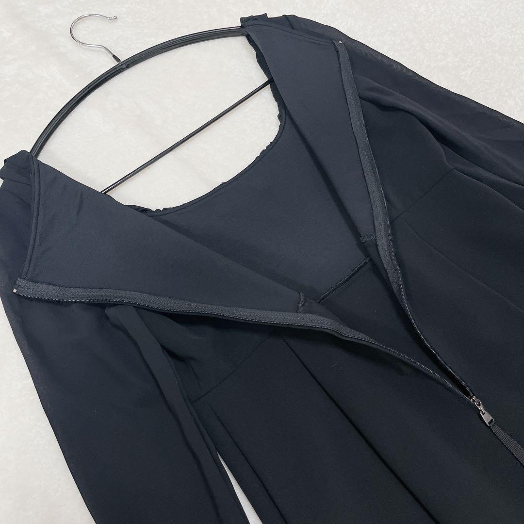 美品◆FOXEY シフォントリムワンピース　38 ブラック