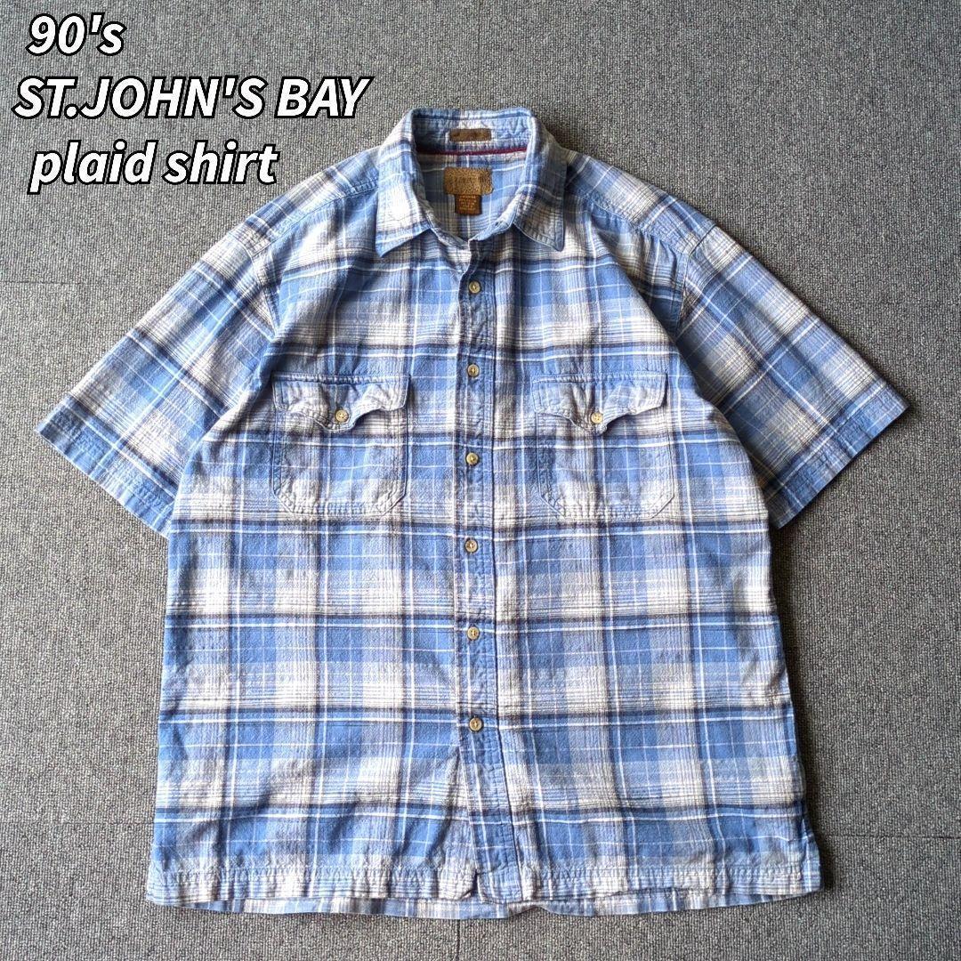 90s ST.JOHN'SBAY 半袖 シャツ チェック コットン 古着 M