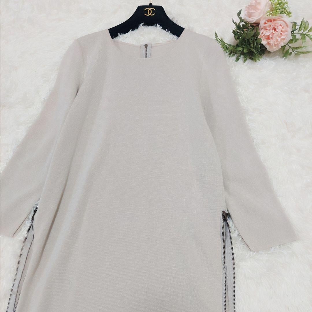 美品 FOXEY フォクシー コットン ニット サイドジップ チュニック 40