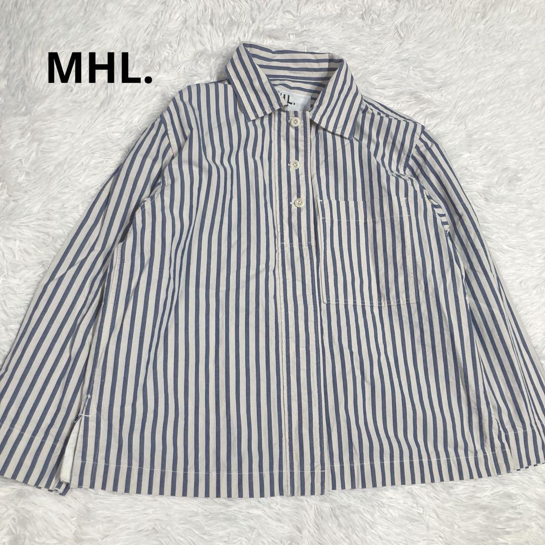 美品 MHL. マーガレットハウエル コットン リネン ストライプ