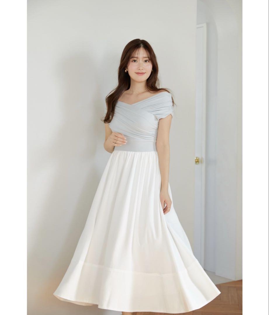 ワンピース Gathered Bicolor Dress