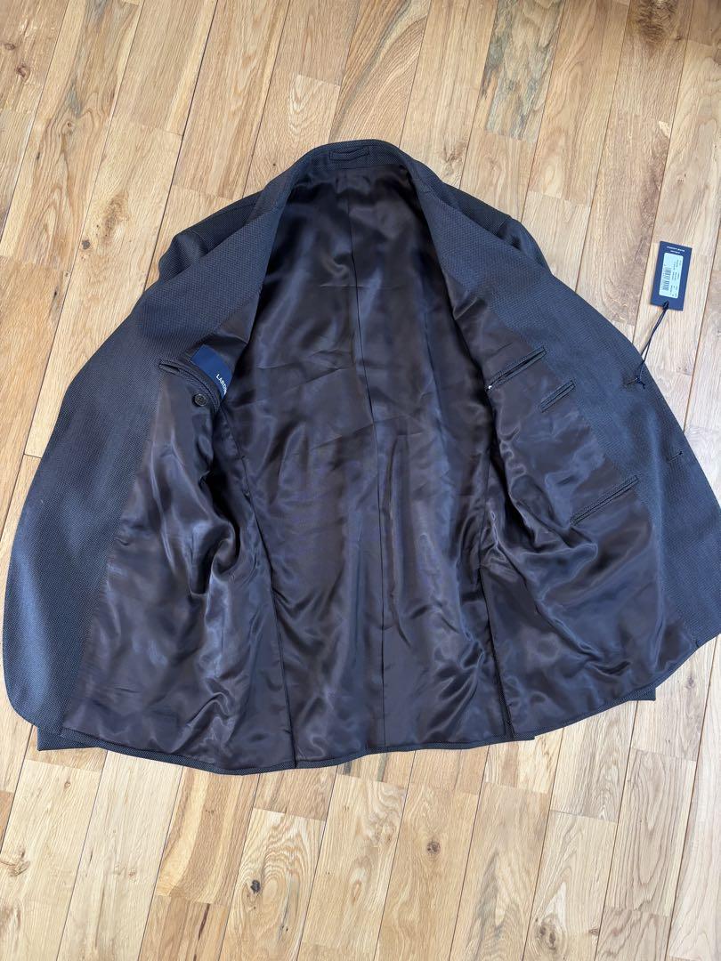 未使用　LARDINI ウールスーツ バーズアイ48 ダークブラウン