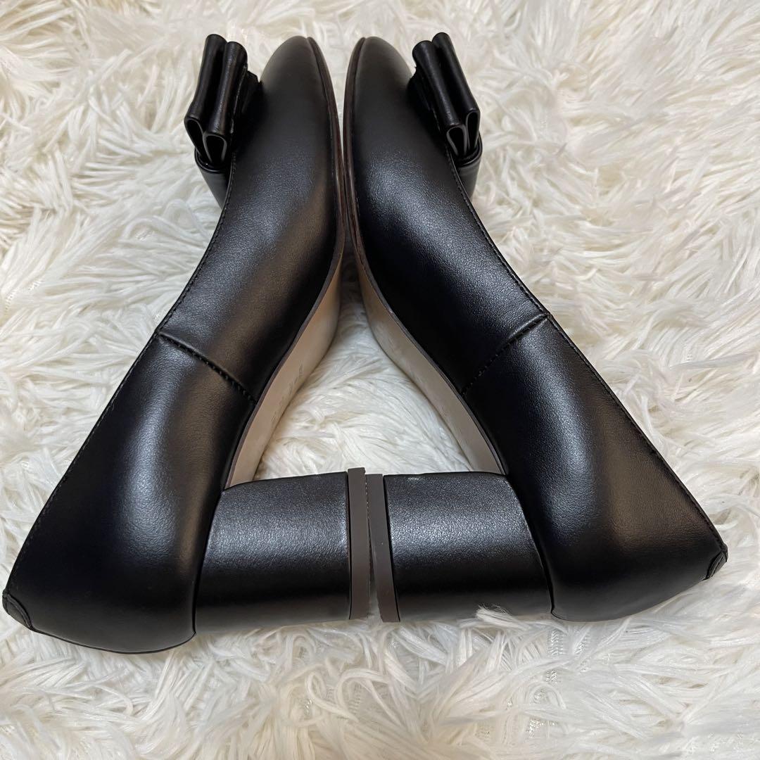 美品⭐︎ DIANA ダイアナ ブラック 21.5 パンプス レザー リボン