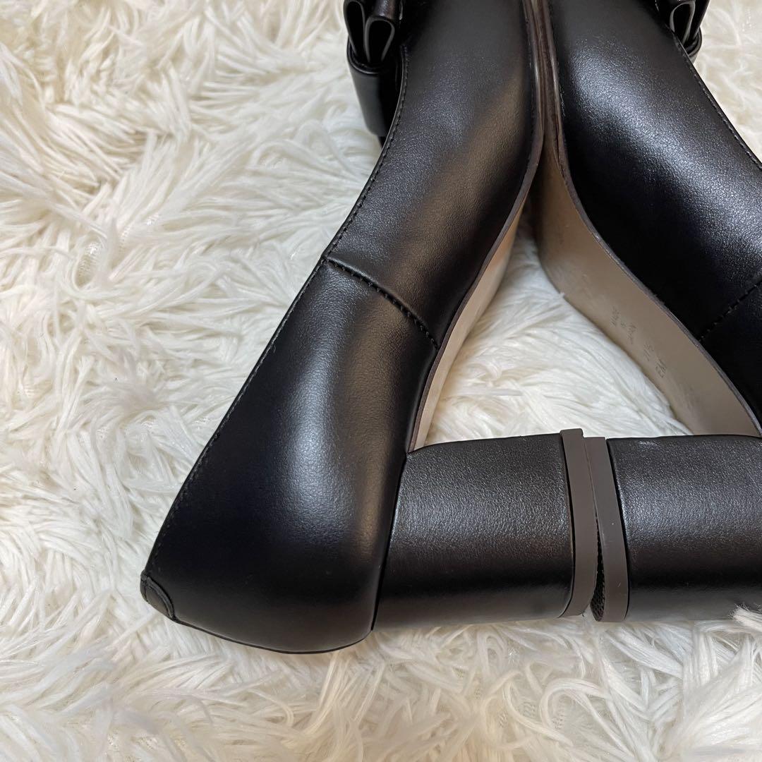 美品⭐︎ DIANA ダイアナ ブラック 21.5 パンプス レザー リボン