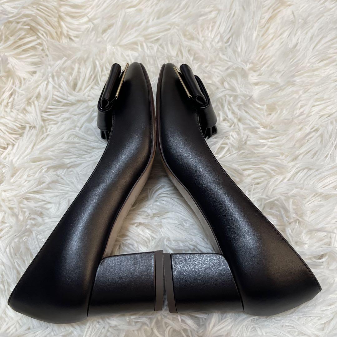 美品⭐︎ DIANA ダイアナ ブラック 21.5 パンプス レザー リボン