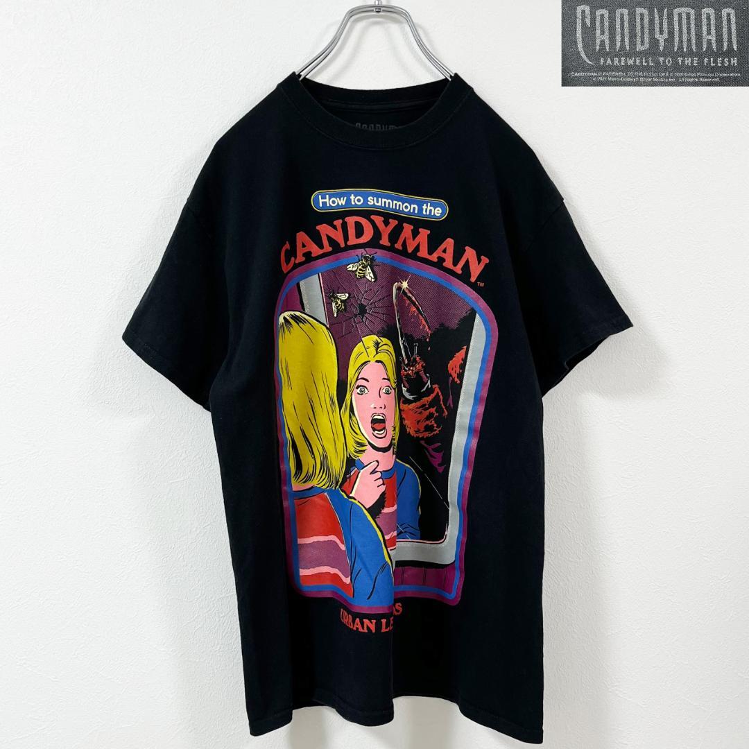 M・キャンディマン・ムービー・ビッグプリント・Tシャツ・US古着・黒・ブラック