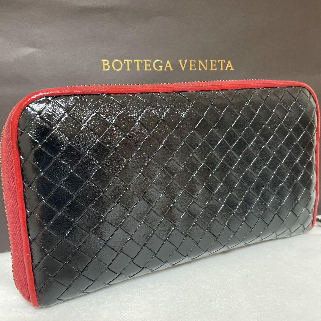 格安SALE ボッティガヴェネタイントレチャート 正規品 USED 2oX18-m92309067589 ラウンドファスナー長財布 大得価セール