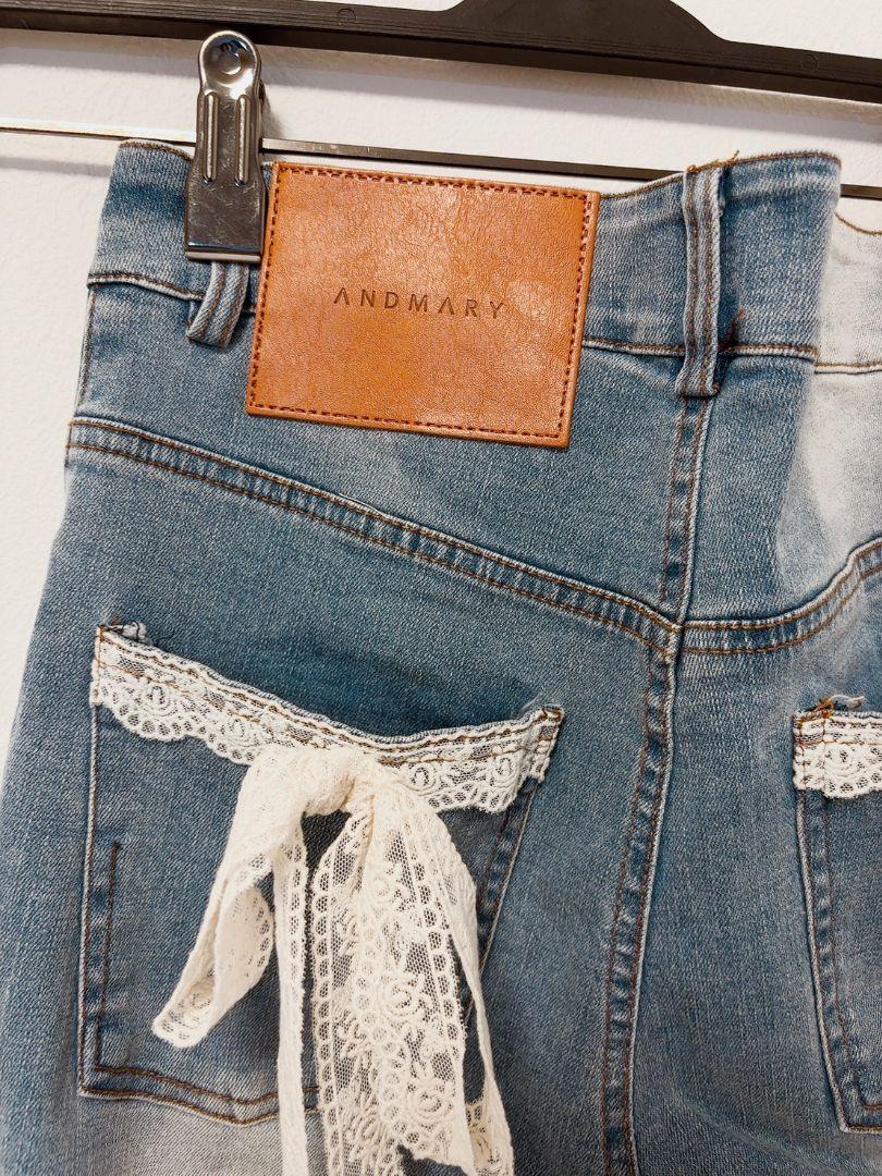 送料無料andmary アンドマリー Lacey ribbon denimデニム