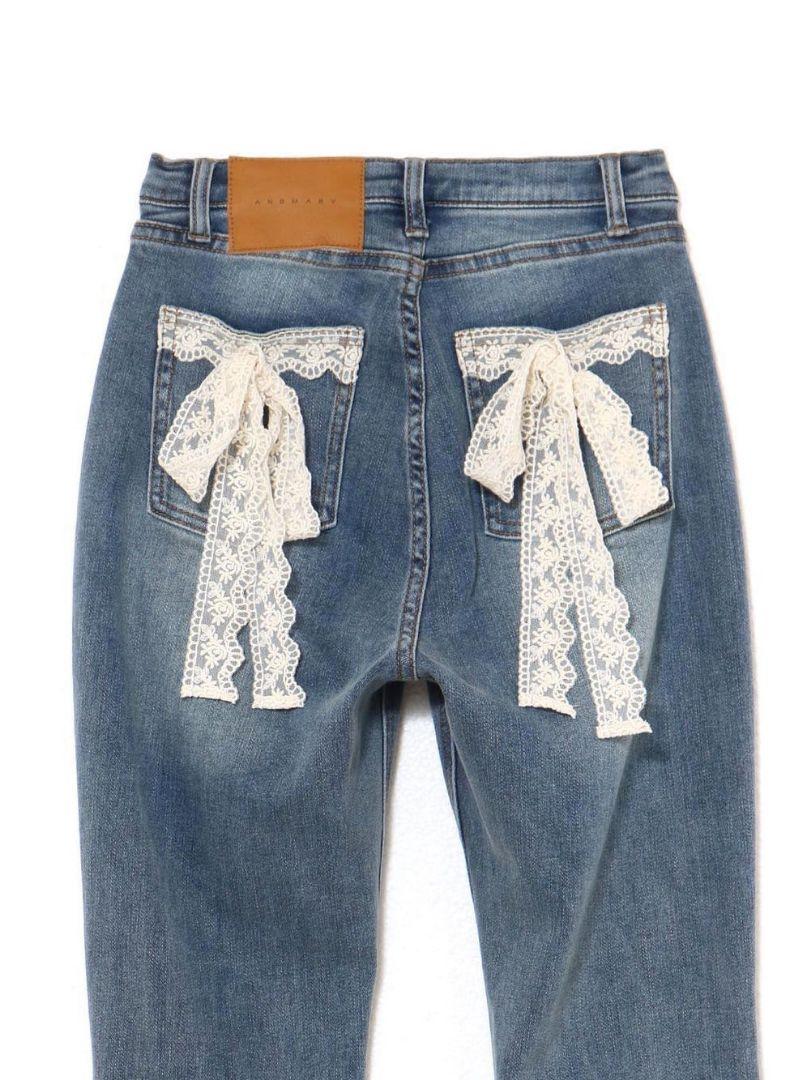 送料無料andmary アンドマリー Lacey ribbon denimデニム