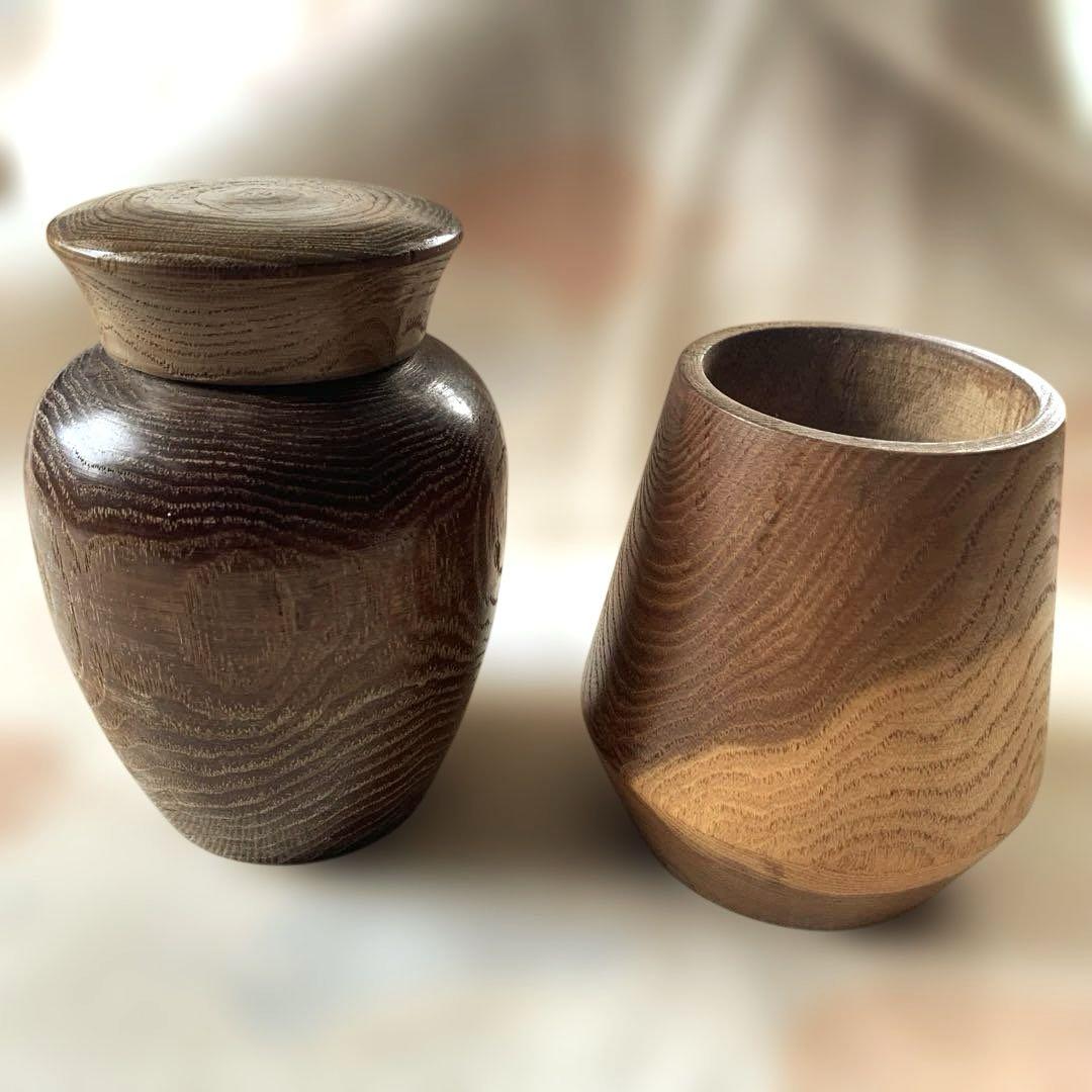 タガヤサン　鉄刀木　茶筒 ＆花器２点セット★新品未使用品★