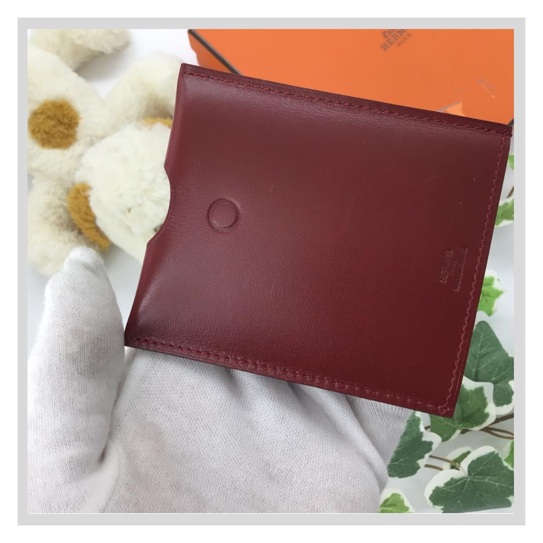 HERMES エルメス カードケース カードケース ボルドー カーフ レザー