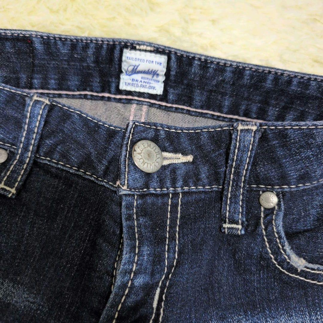 m6660【マウジー】フレアデニムパンツ ストレッチ インディゴ W27 大人気☆moussy マウジーフレアデニムパンツ ストレッチ