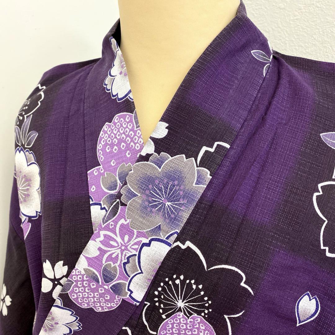 【和】16063o 浴衣　花弁散らしに桜と鹿子文様　綿　ゆかた　着物