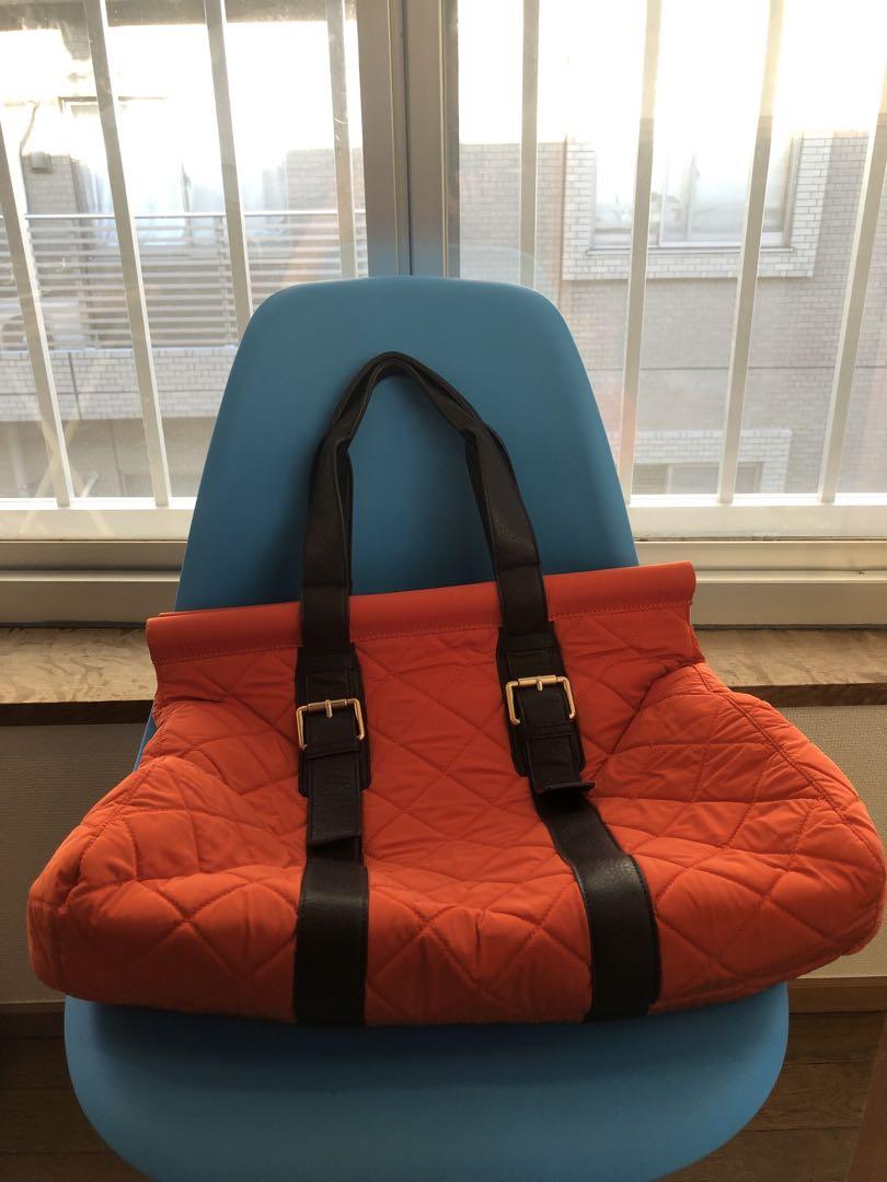 【美品】talbots キルティングトートバッグ　オレンジ色