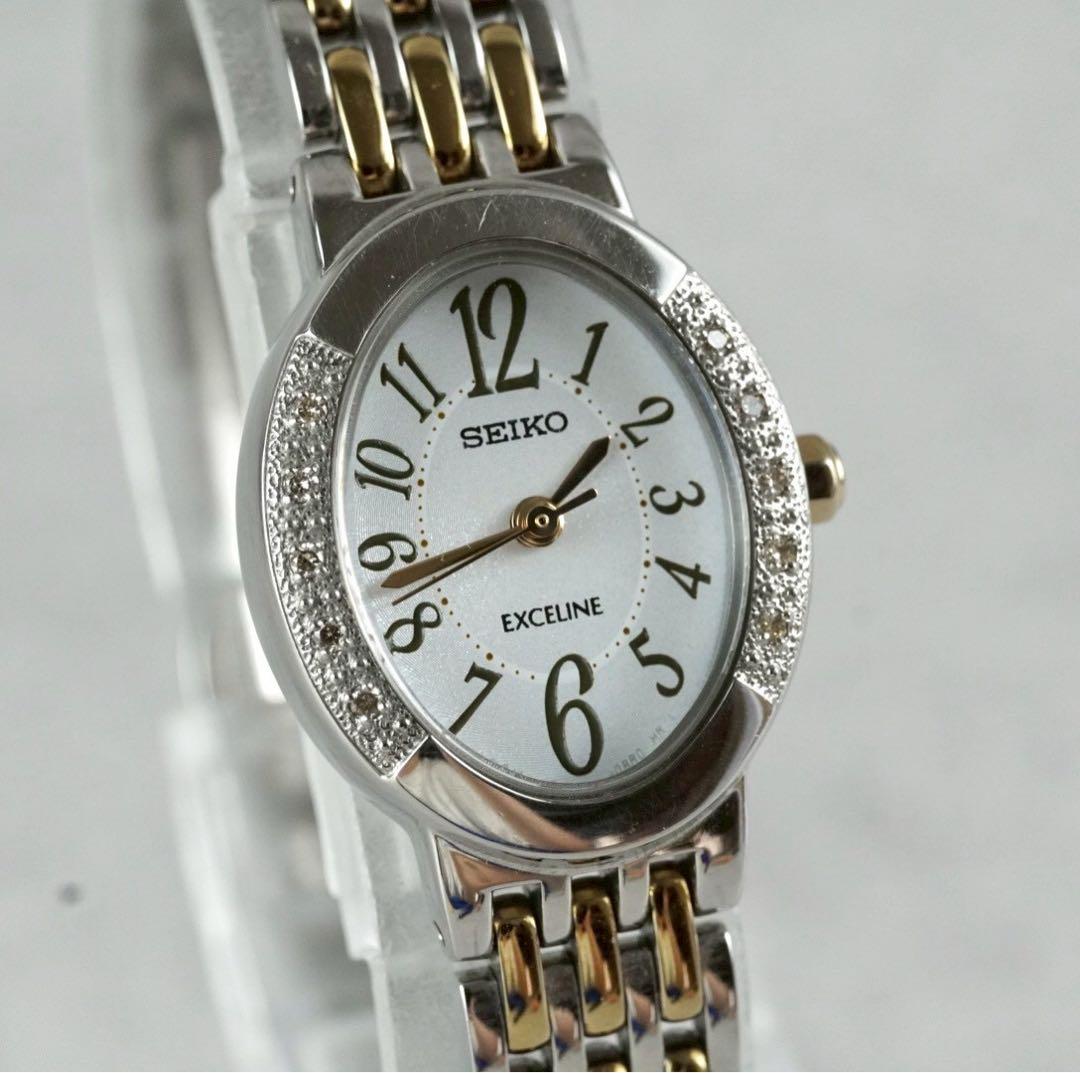 SEIKO エクセリーヌ　女性腕時計（ケース入り美品） JA-0220| セイコー エクセリーヌ 10K 金無垢 スクエアケース