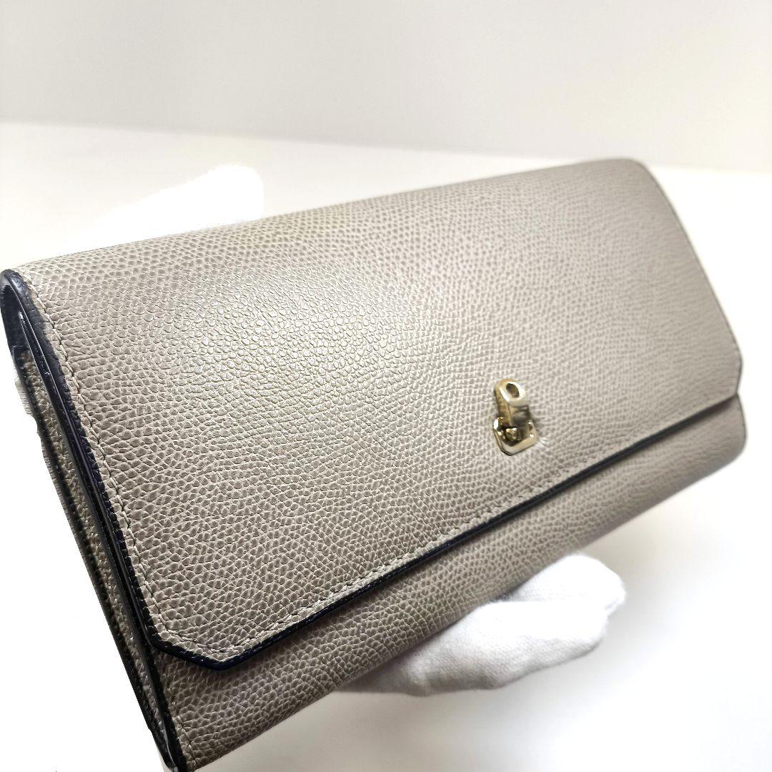 極美品 ヴァレクストラ シティパース 長財布 フラップ ベージュ
