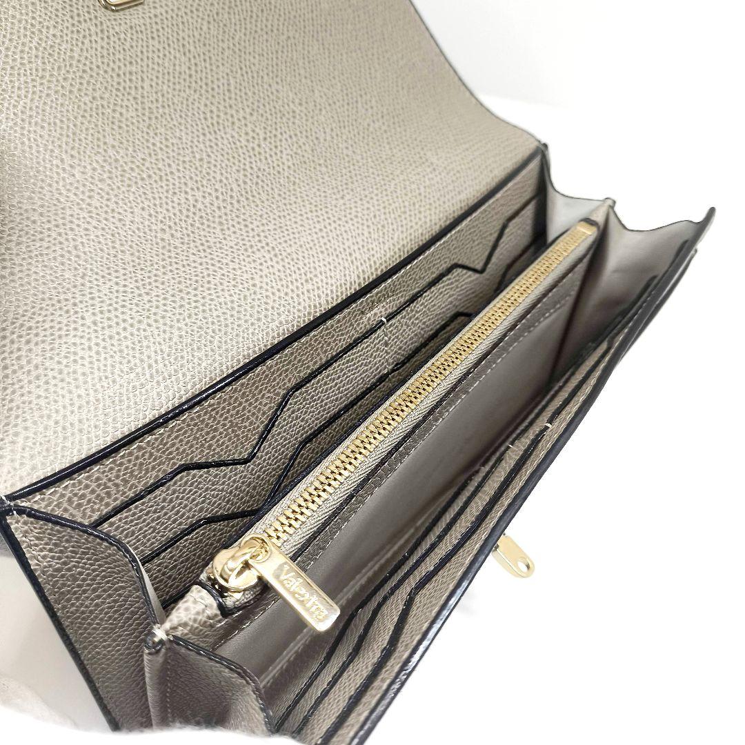 極美品 ヴァレクストラ シティパース 長財布 フラップ ベージュ