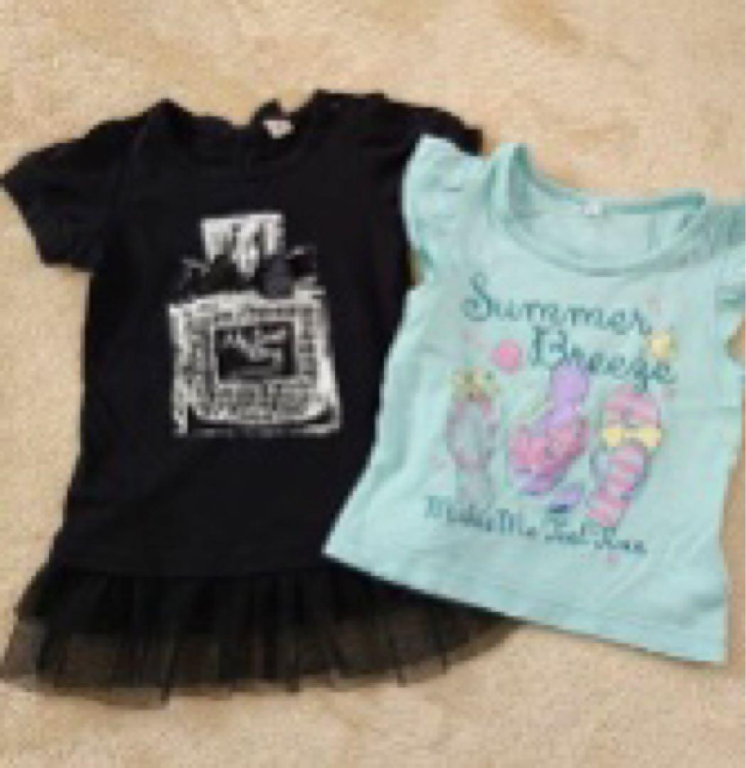 黒フリルTシャツと水色Tシャツセット