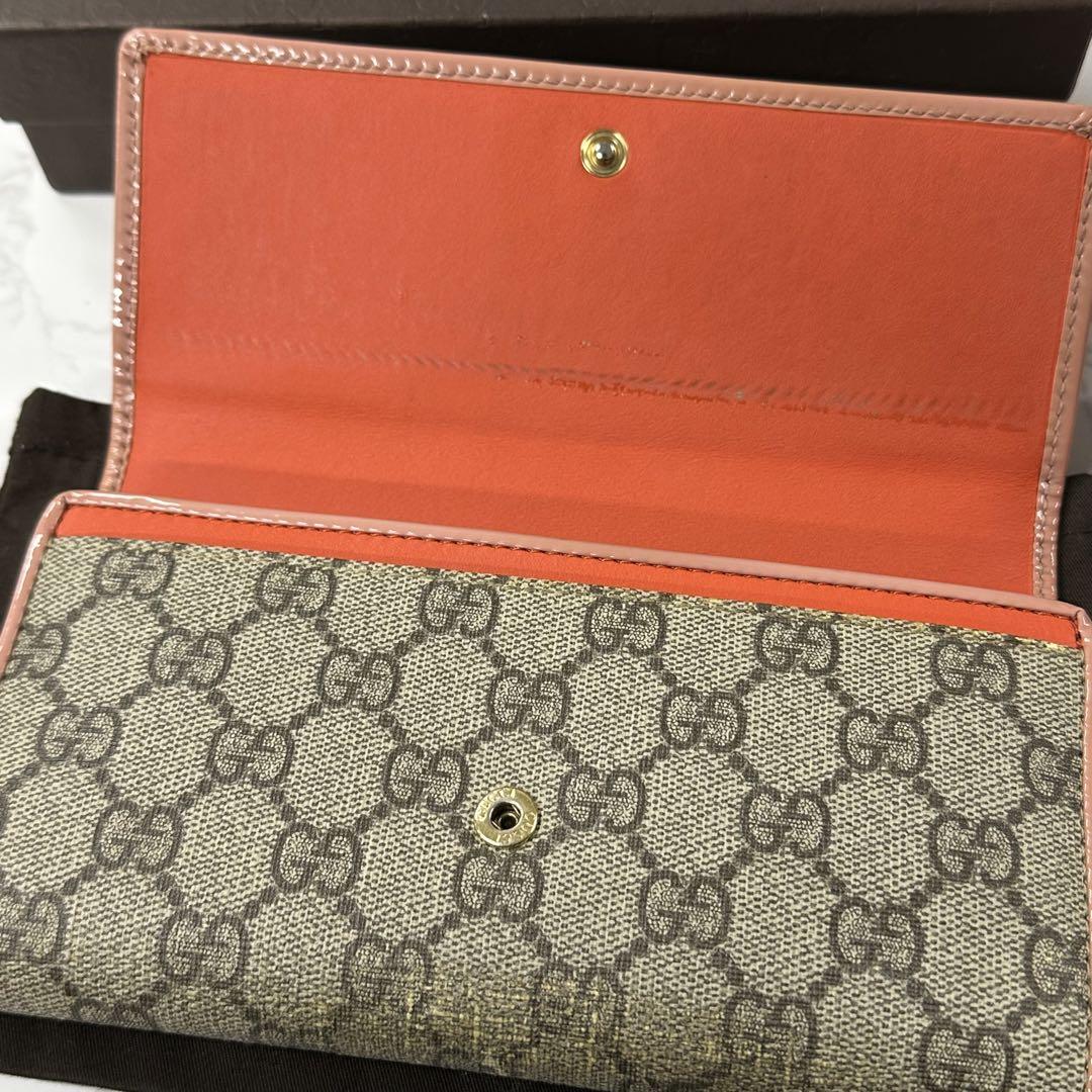 超良品‼️ グッチ GUCCI 財布 二つ折り 長財布 GGスプリーム リボン