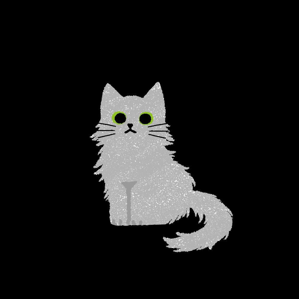 即出荷 グレー長毛イラスト 猫用品