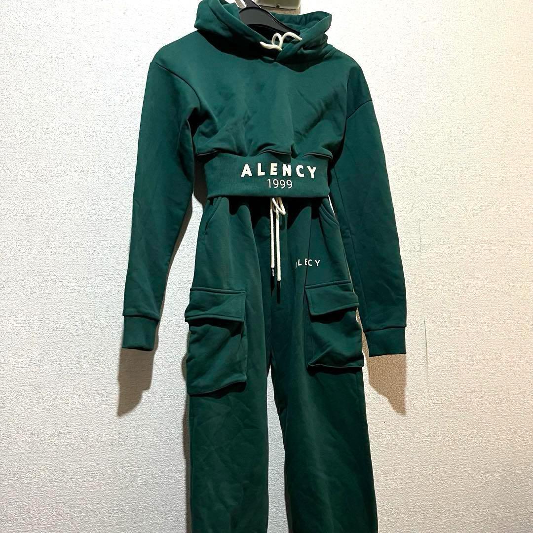 【良品】alency セットアップ ジャージ グリーン 緑 プリント 腹だし